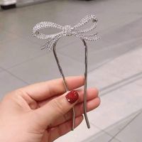 Women's Simple Style Bow Knot Metal Inlay Rhinestones Hairpin sku image 1