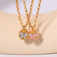 201 Stainless Steel 304 Stainless Steel Gold Plated Retro Bow Knot Pendant Necklace main image 2
