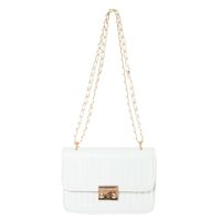 Women's Pu Leather Stripe Solid Color Classic Style Square Lock Clasp Crossbody Bag sku image 1