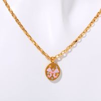 201 Stainless Steel 304 Stainless Steel Gold Plated Retro Bow Knot Pendant Necklace sku image 3