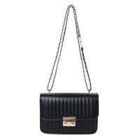 Women's Pu Leather Stripe Solid Color Classic Style Square Lock Clasp Crossbody Bag sku image 2
