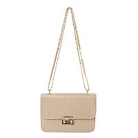 Women's Pu Leather Stripe Solid Color Classic Style Square Lock Clasp Crossbody Bag sku image 3