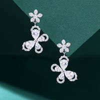 1 Pair Sweet Flower Plating Copper Drop Earrings sku image 2