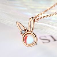 Sterling Silver Sweet Rabbit Diamond Pendant Necklace sku image 2