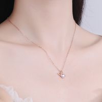 Sterling Silver Sweet Rabbit Diamond Pendant Necklace main image 3