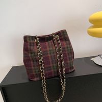 Women's Woolen Plaid Classic Style Square Magnetic Buckle Crossbody Bag main image 2