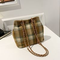 Women's Woolen Plaid Classic Style Square Magnetic Buckle Crossbody Bag main image 3