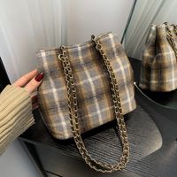 Women's Woolen Plaid Classic Style Square Magnetic Buckle Crossbody Bag main image 4