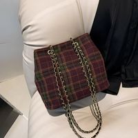 Women's Woolen Plaid Classic Style Square Magnetic Buckle Crossbody Bag main image 5