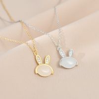 Copper Sweet Rabbit Irregular Plating Pendant Necklace main image 6