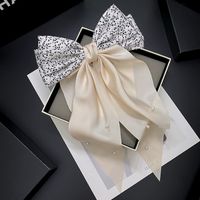 Women's Elegant Sweet Bow Knot Cloth Pearl Hair Clip Hair Tie sku image 1