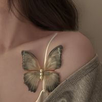 Mujeres Elegante Mariposa Gasa Embutido Perlas Artificiales Pinza Para El Cabello main image 4