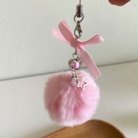 Cute Bow Knot Seto Fur Pom Poms Mobile Phone Chain Keychain main image 2