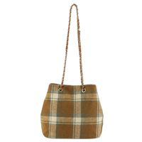 Women's Woolen Plaid Classic Style Square Magnetic Buckle Crossbody Bag sku image 1
