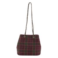 Women's Woolen Plaid Classic Style Square Magnetic Buckle Crossbody Bag sku image 3