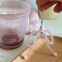 IG Style Sweet Bow Knot Beaded Glass Mobile Phone Chain Keychain sku image 2