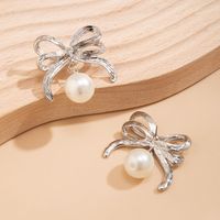 Sweet Geometric Bow Knot Imitation Pearl Women's Jewelry Set sku image 4
