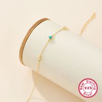 Sterling Silver 18K Gold Plated IG Style Paper Clip Round Inlay Turquoise Zircon Bracelets main image 3