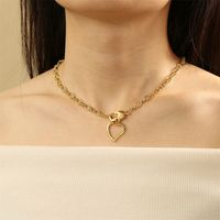 Kupfer 18 Karat Vergoldet Einfacher Stil Seestern Herzform Aushöhlen Halskette Mit Anhänger main image 1