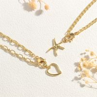 Copper 18K Gold Plated Simple Style Starfish Heart Shape Hollow Out Pendant Necklace main image 6