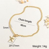 Copper 18K Gold Plated Simple Style Starfish Heart Shape Hollow Out Pendant Necklace main image 2