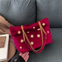 Women's Gold Velvet Round Dots Elegant Square Zipper Shoulder Bag main image 4