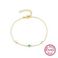 Argent Sterling Plaqué Or 18K Style IG Trombone Rond Incruster Turquoise Zircon Bracelets sku image 1