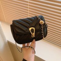 Women's Pu Leather Stripe Solid Color Elegant Square Magnetic Buckle Crossbody Bag main image 2
