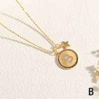 Cobre Chapados en oro de 18k Estilo IG Letra Estrella Circón Collar Colgante sku image 2