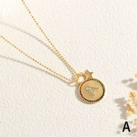 Copper 18K Gold Plated IG Style Letter Star Zircon Pendant Necklace sku image 1