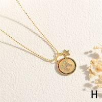 Copper 18K Gold Plated IG Style Letter Star Zircon Pendant Necklace sku image 8