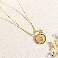 Copper 18K Gold Plated IG Style Letter Star Zircon Pendant Necklace sku image 10
