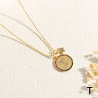Copper 18K Gold Plated IG Style Letter Star Zircon Pendant Necklace sku image 20