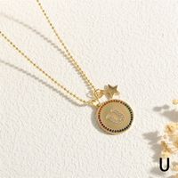 Copper 18K Gold Plated IG Style Letter Star Zircon Pendant Necklace sku image 21