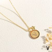 Copper 18K Gold Plated IG Style Letter Star Zircon Pendant Necklace sku image 22