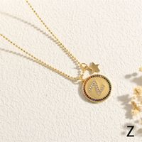 Copper 18K Gold Plated IG Style Letter Star Zircon Pendant Necklace sku image 26