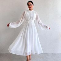 Women's Regular Dress Elegant Round Neck Zipper Long Sleeve Solid Color Midi Dress Daily main image 1