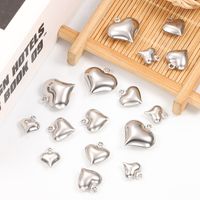 50 PCS/Package 11.5 * 13mm 16.3 * 17mm 9 * 11mm Stainless Steel Heart Shape Polished Pendant main image 3