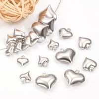 50 PCS/Package 11.5 * 13mm 16.3 * 17mm 9 * 11mm Stainless Steel Heart Shape Polished Pendant main image 4