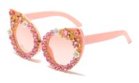 Elegant Cute Flower Pc Cat Eye Full Frame Women's Sunglasses sku image 5