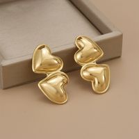 1 Pair Simple Style Heart Shape Polishing Plating Stainless Steel 18K Gold Plated Ear Studs main image 3