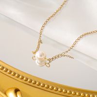 Stainless Steel Elegant Vintage Style Round Pearl Plating Necklace main image 3