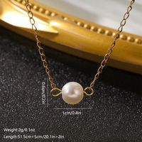 Stainless Steel Elegant Vintage Style Round Pearl Plating Necklace main image 2
