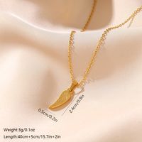 Stainless Steel Elegant Vintage Style Leaves Feather Wings Plating Inlay Zircon Pendant Necklace sku image 2