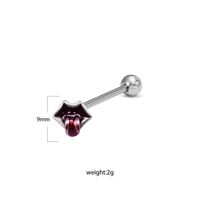 1 Piece Tongue Rings Hip-Hop Exaggerated Punk Wings Skull 316 Stainless Steel  Copper Inlay White Gold Plated Tongue Rings sku image 4