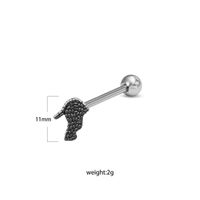1 Piece Tongue Rings Hip-Hop Exaggerated Punk Wings Skull 316 Stainless Steel  Copper Inlay White Gold Plated Tongue Rings sku image 3