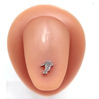 1 Piece Tongue Rings Hip-Hop Exaggerated Punk Wings Skull 316 Stainless Steel  Copper Inlay White Gold Plated Tongue Rings main image 6