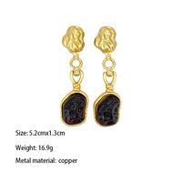 1 Pair Vintage Style French Style Irregular Tassel Pleated Inlay Copper Resin Zircon Gold Plated Drop Earrings main image 2