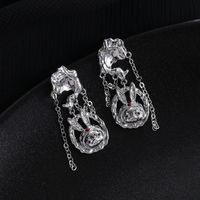 1 Pair IG Style Y2K Cute Rabbit Tassel Tassel Plating Inlay Copper Zircon Drop Earrings main image 1