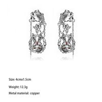 1 Pair IG Style Y2K Cute Rabbit Tassel Tassel Plating Inlay Copper Zircon Drop Earrings main image 2